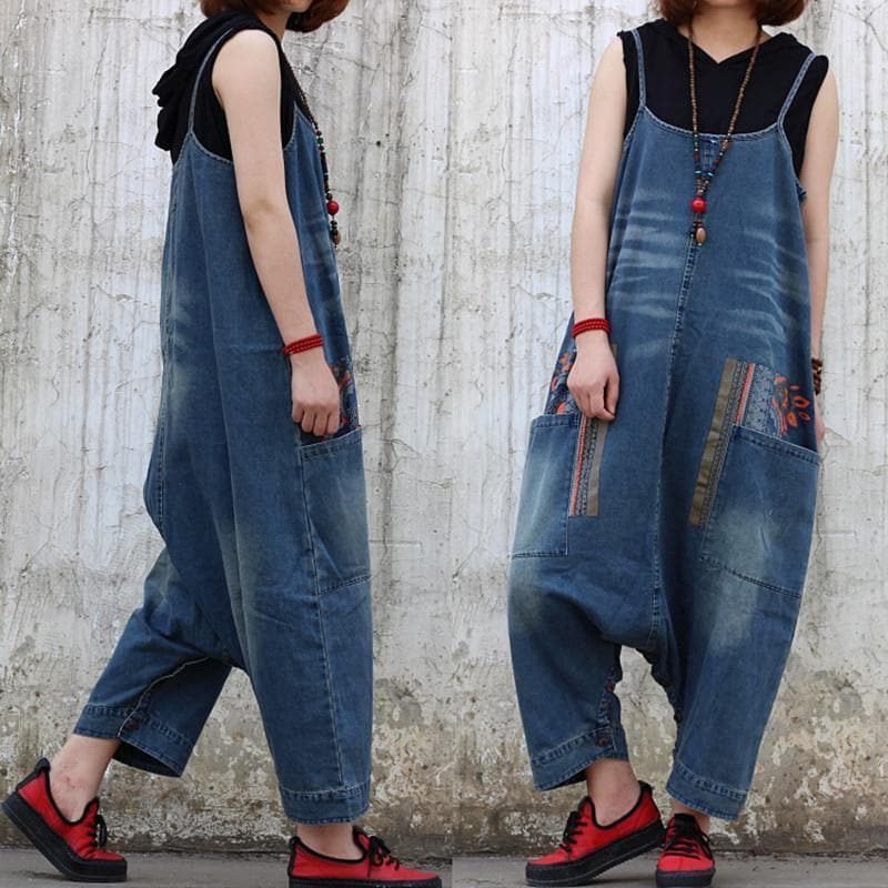 Tribal Pockets Plus Size Denim Overall Buddha Trends