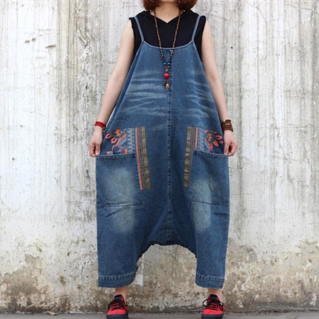 Tribal Pockets Plus Size Denim Overall Buddha Trends