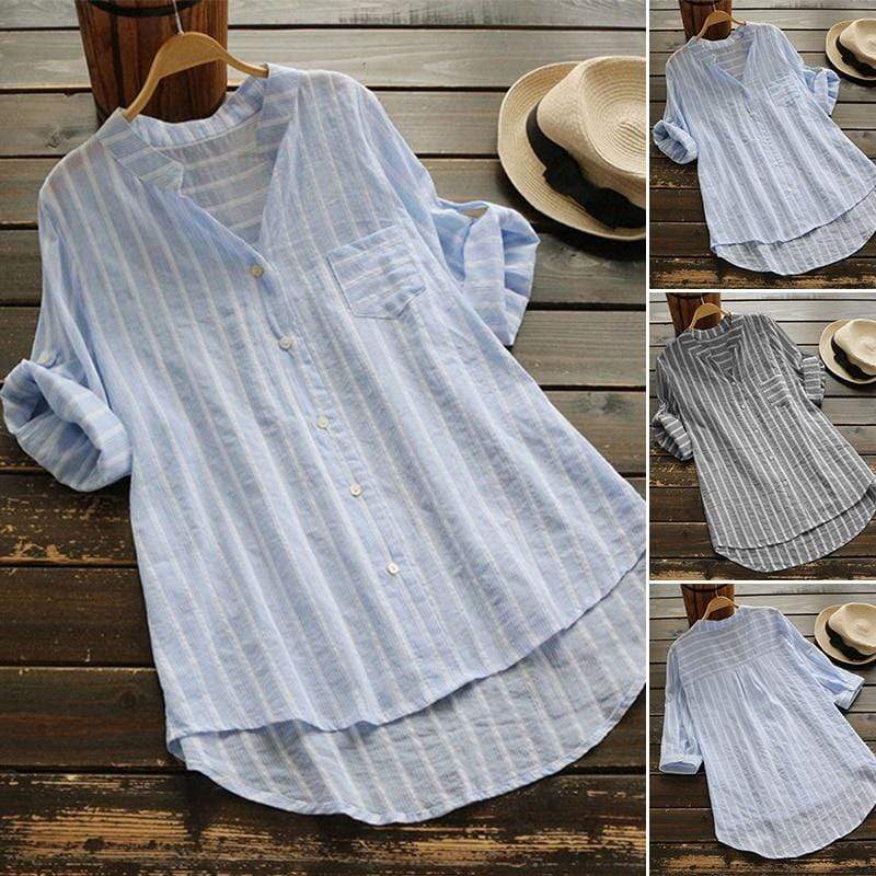 Oversized Striped Button-down Shirt Buddha Trends