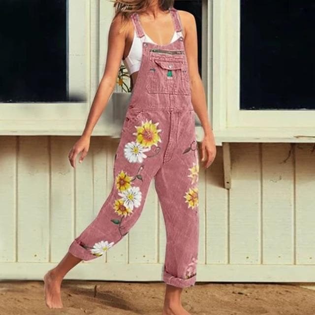 Hippie Peace Floral Denim Overall dylinoshop