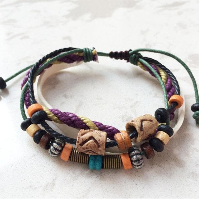 Wood Beads Leather Bracelet Buddha Trends