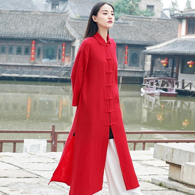 Chinese Style Cotton Linen Trench Coat  | Zen dylinoshop