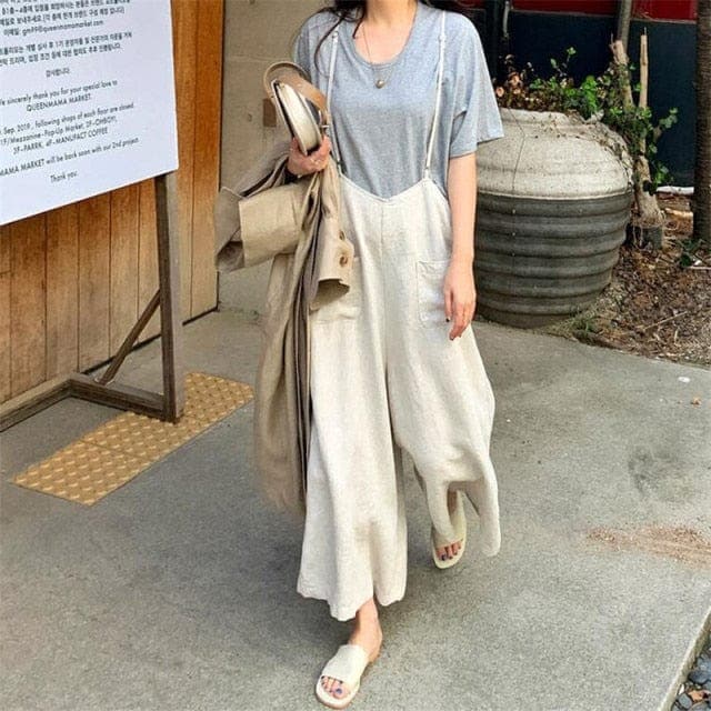 Cotton and Linen Loose Overall dylinoshop