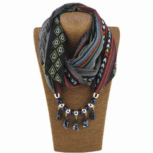 Tribal Beaded Scarf Necklace Buddha Trends