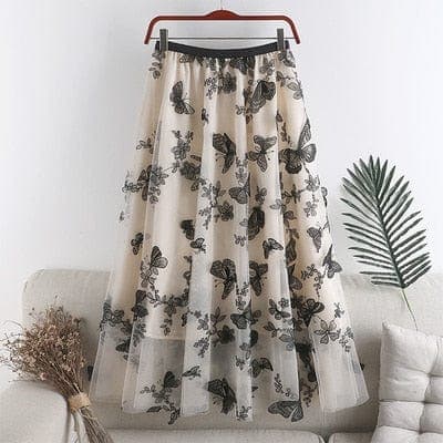 Flowers & Butterflies Asymmetrical Midi Skirt dylinoshop