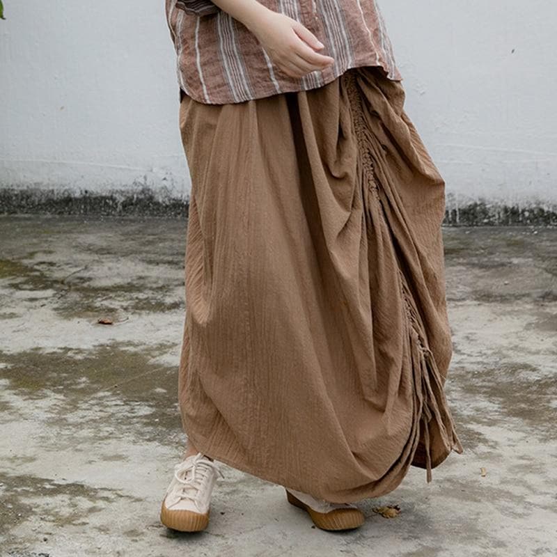 Asymmetrical Cotton Linen Skirt | Lotus dylinoshop