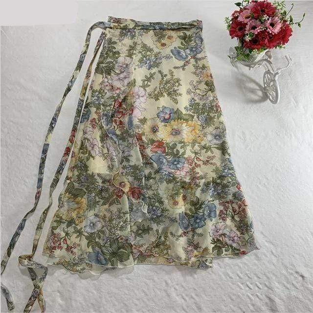 Floral Chiffon Wrap Maxi Skirt dylinoshop