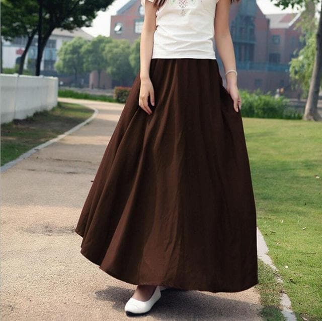 Cotton and Linen Maxi Skirts dylinoshop