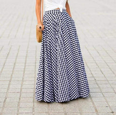 Crystal Elegant Plaid Maxi Skirt dylinoshop