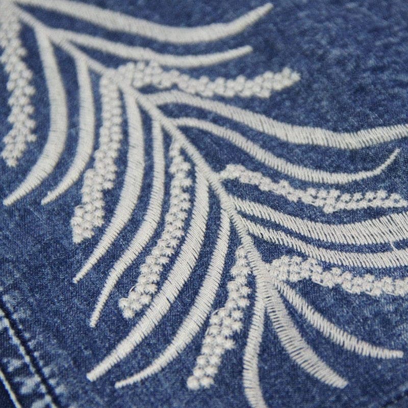 Feathers Embroidered Denim Midi Skirt dylinoshop