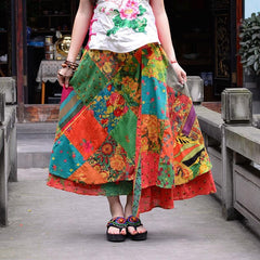 Floral Patchwork Hippie Skirt dylinoshop