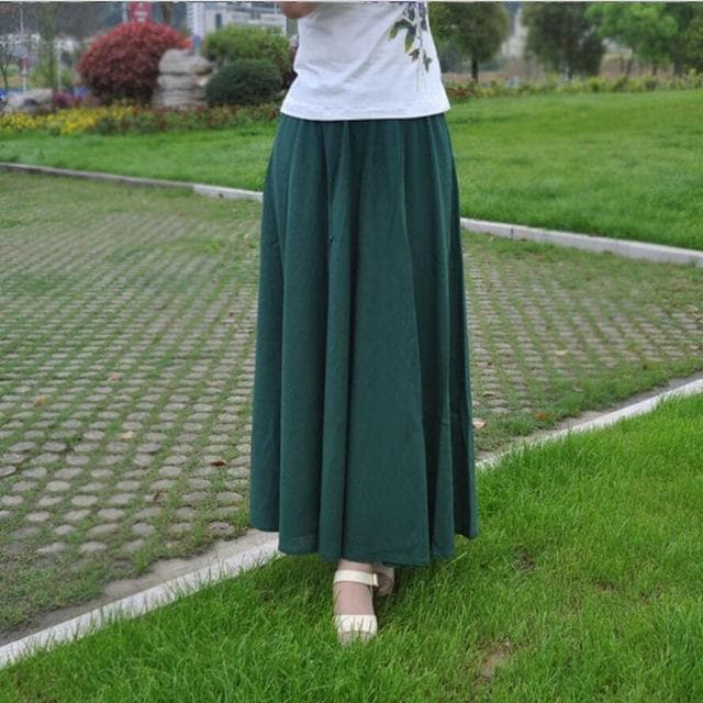 Cotton and Linen Maxi Skirts dylinoshop