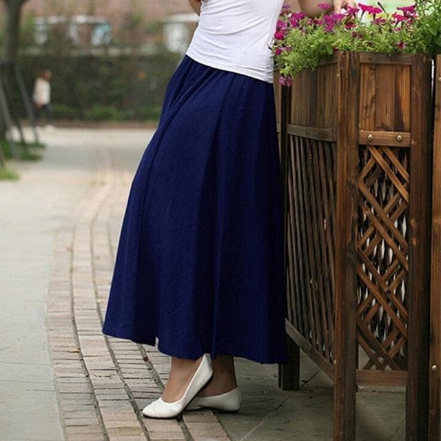 Cotton and Linen Maxi Skirts dylinoshop