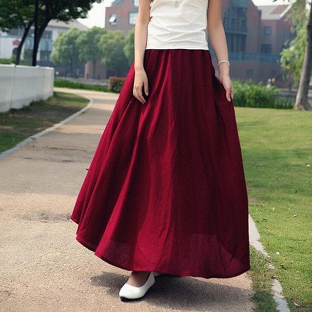 Cotton and Linen Maxi Skirts dylinoshop