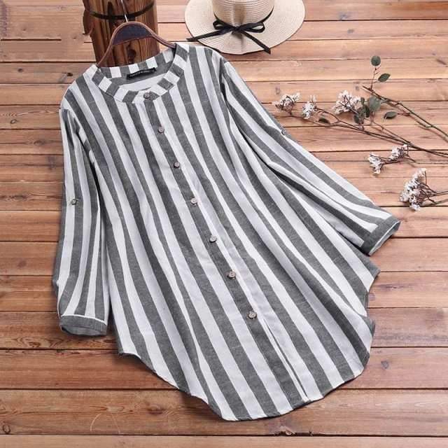 Striped Oversized Blouse Buddha Trends