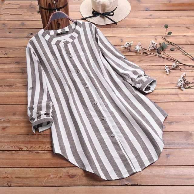 Striped Oversized Blouse Buddha Trends