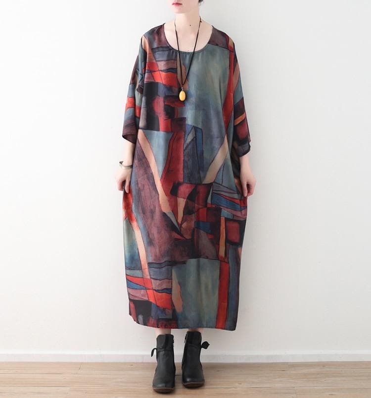 Abstract Prints Loose Retro Dress dylinoshop