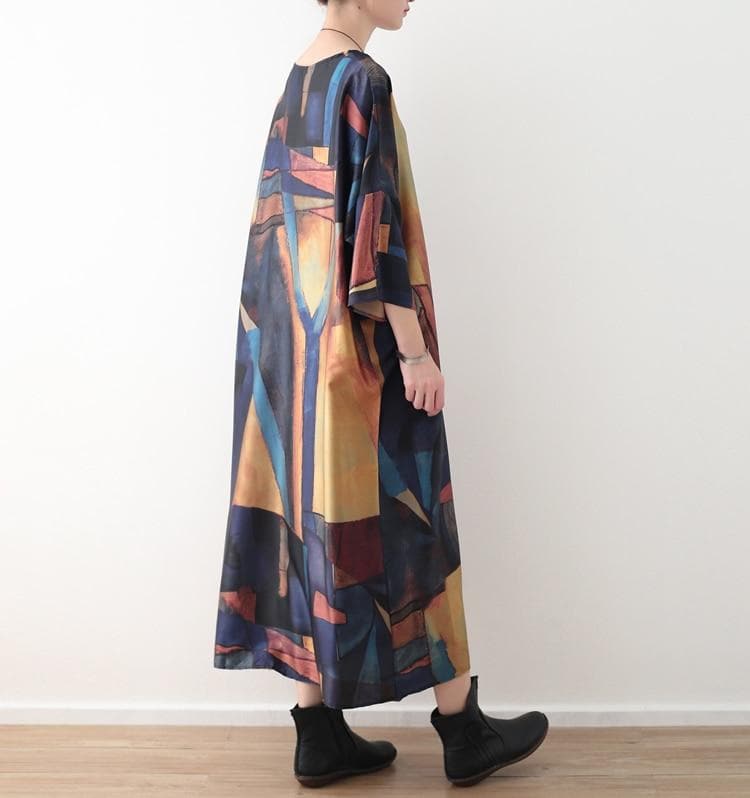 Abstract Prints Loose Retro Dress dylinoshop