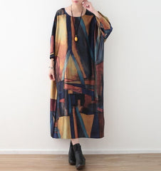 Abstract Prints Loose Retro Dress dylinoshop