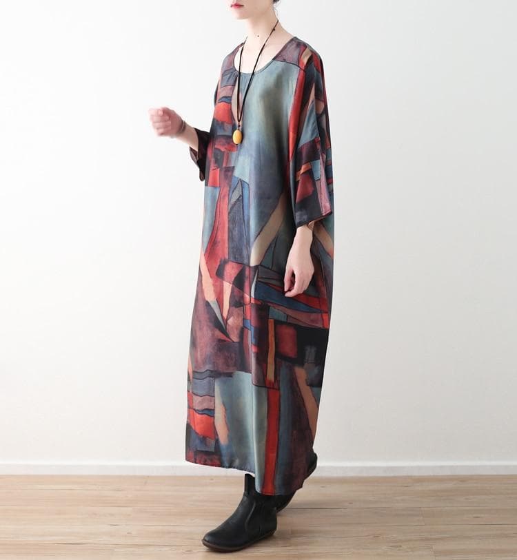 Abstract Prints Loose Retro Dress dylinoshop