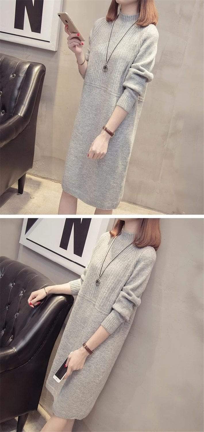 Conservative Turtleneck Sweater Dress dylinoshop