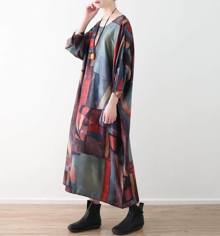 Abstract Prints Loose Retro Dress dylinoshop