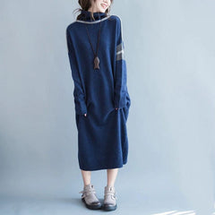 Oversized Blue Turtleneck Sweater Dress Buddha Trends