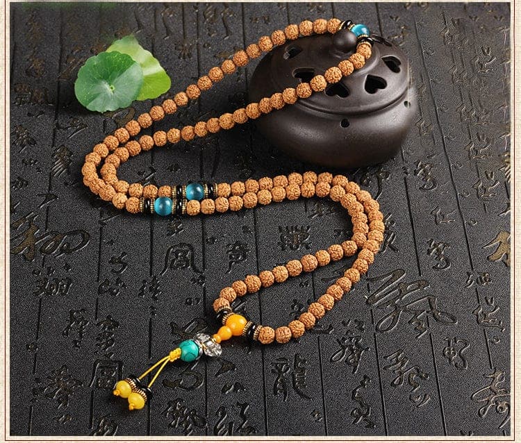 Tibetan Silver Rudraksha 108 Mala Beads Buddha Trends