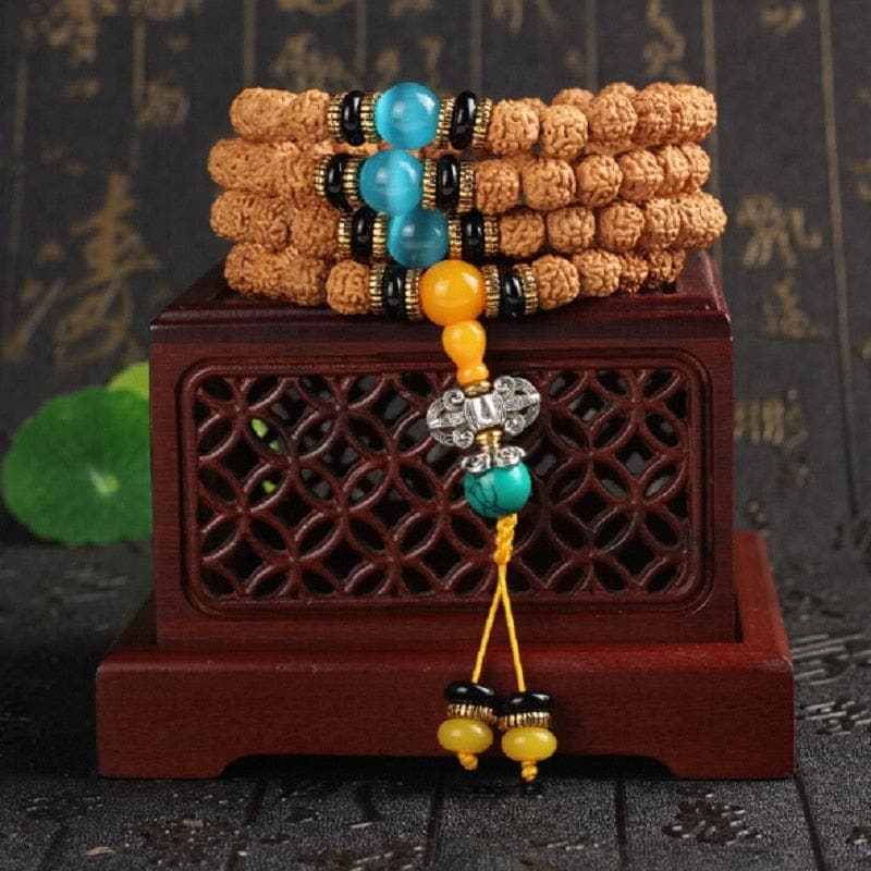 Tibetan Silver Rudraksha 108 Mala Beads Buddha Trends