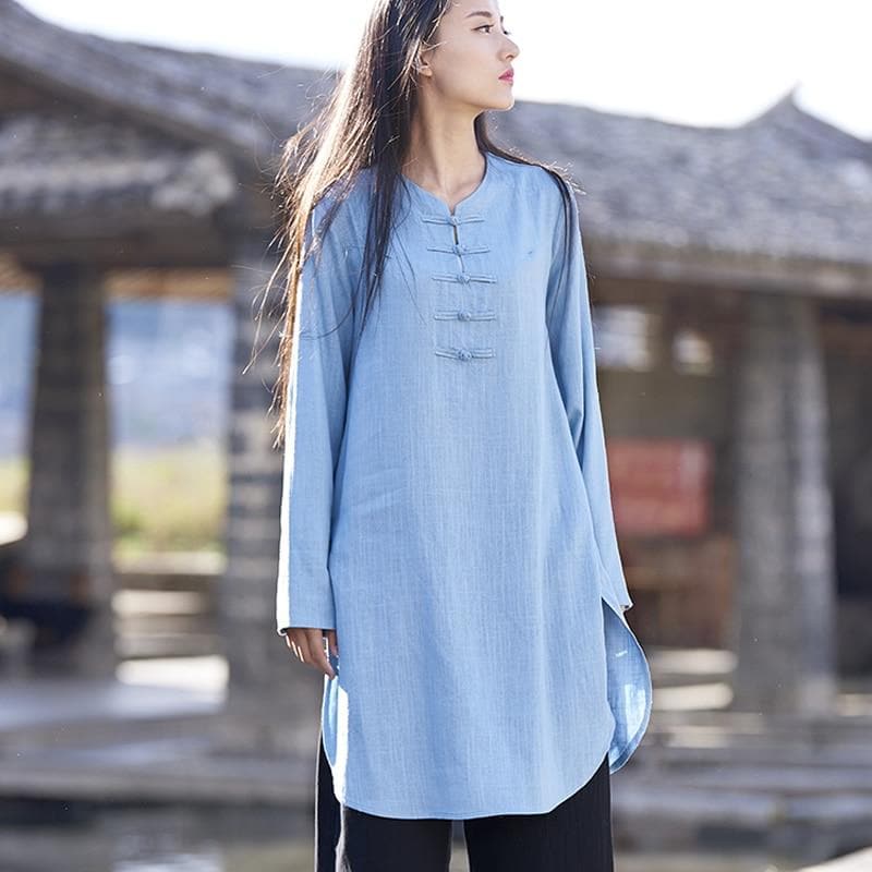 Zen Style Long Linen Blouse  | Zen Buddha Trends