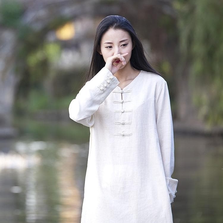 Zen Style Long Linen Blouse  | Zen Buddha Trends