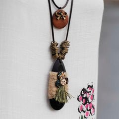 Tribal Wooden Pendant Necklace Buddha Trends