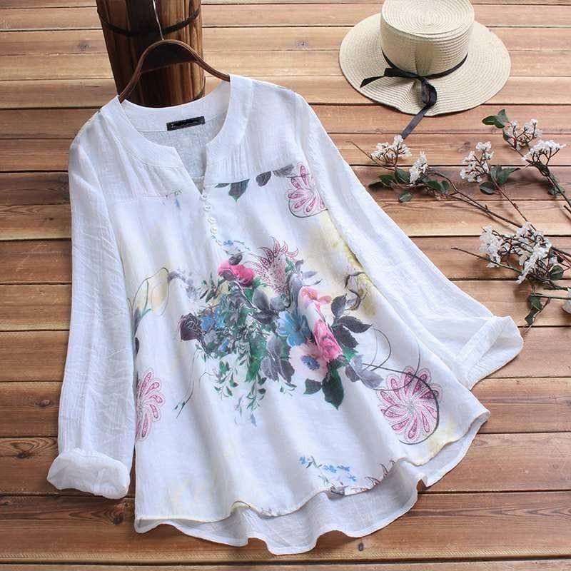 Aloha Long Sleeve Floral Oversized Blouse dylinoshop