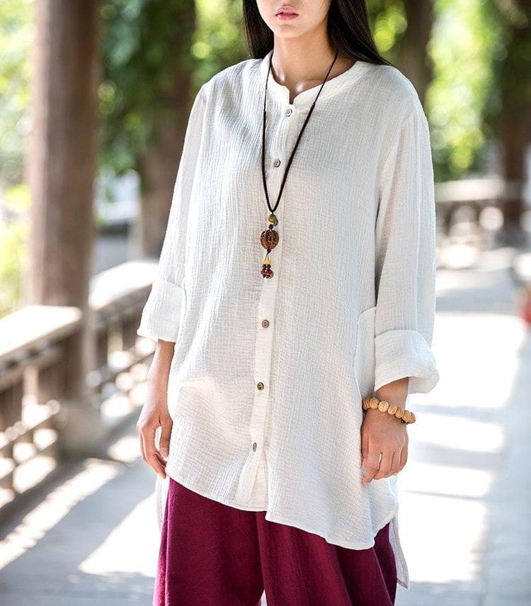 Button up Cotton and Linen Shirt  | Zen dylinoshop