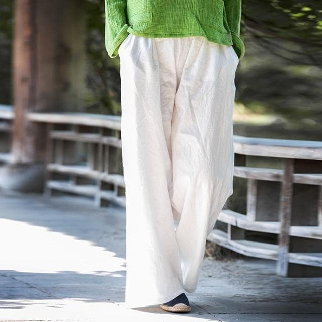 Wide Leg Flowy Linen Palazzo Pants  | Zen Buddha Trends