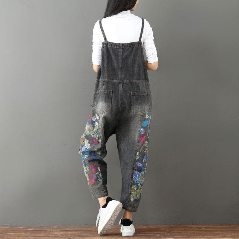 Wide Leg Floral Denim 90S Overall Buddha Trends