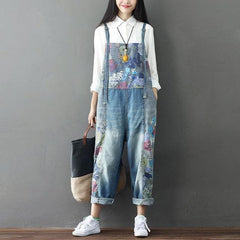 Wide Leg Floral Denim 90S Overall Buddha Trends