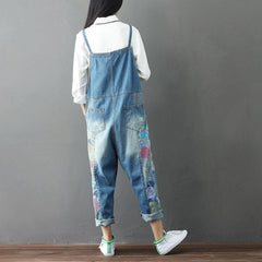 Wide Leg Floral Denim 90S Overall Buddha Trends