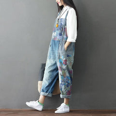 Wide Leg Floral Denim 90S Overall Buddha Trends