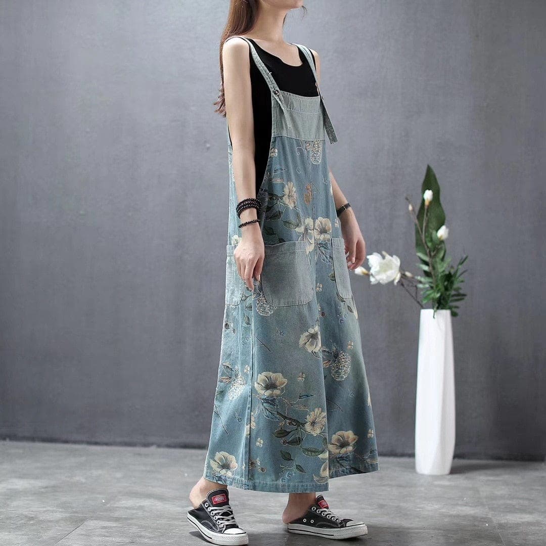 Wide Leg Loose Floral Overall Buddha Trends