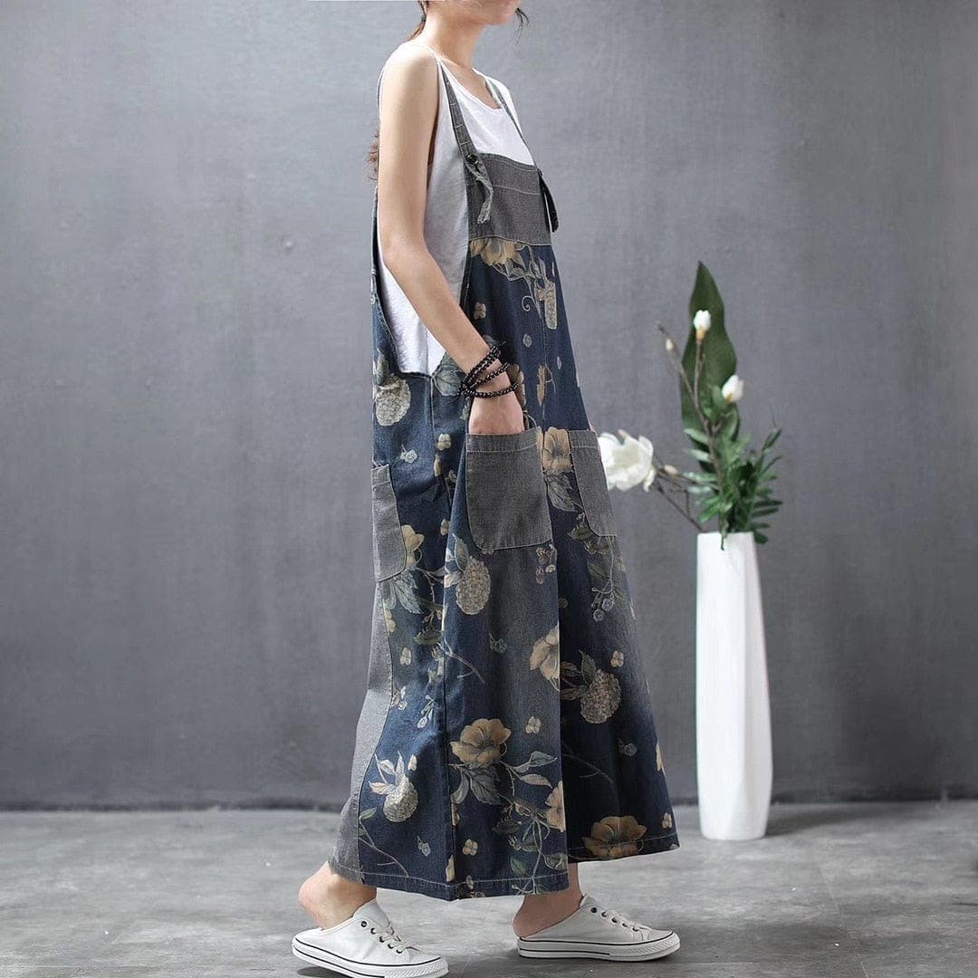 Wide Leg Loose Floral Overall Buddha Trends