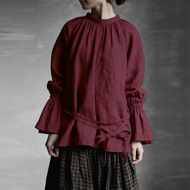 Victorian Era Flare Sleeve Cotton Shirt Buddha Trends