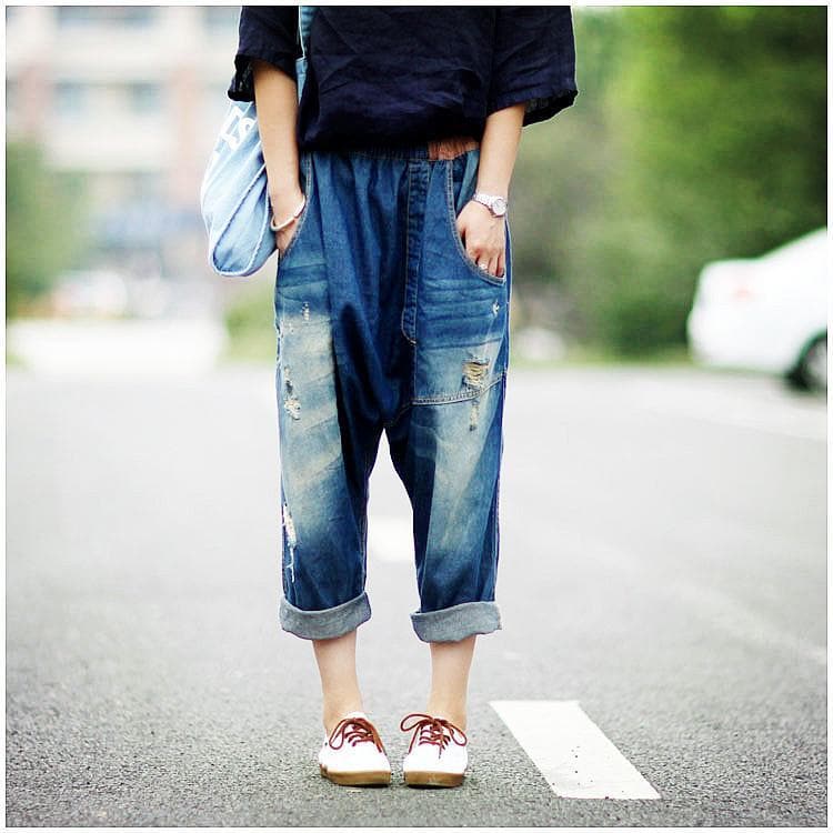 Baggy Boyfriend Ripped Harem Jeans DYLINOSHOP