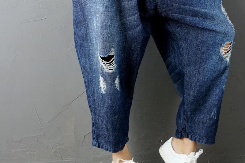 Distressed Denim Harem Pants dylinoshop