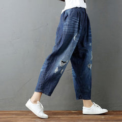 Distressed Denim Harem Pants dylinoshop