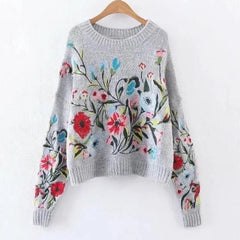 Artsy Fartsy Floral Embroidered Sweater DYLINOSHOP