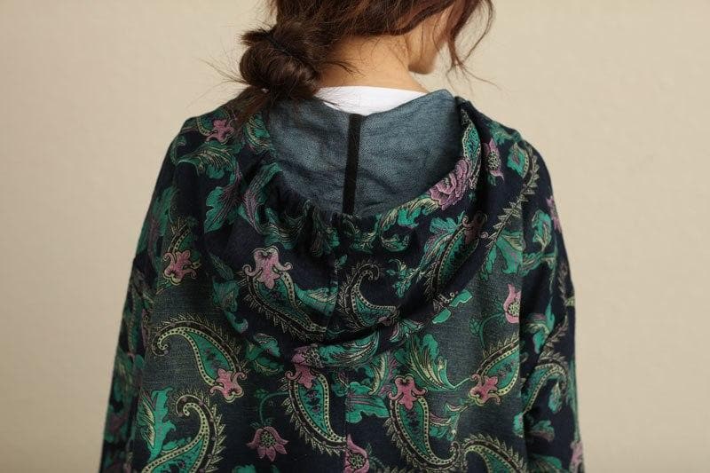 Paisley Roses Hooded Sweater Vest Buddha Trends