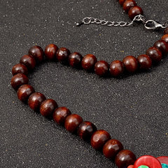 Wood Circles Bohemian Statement Necklace Buddha Trends