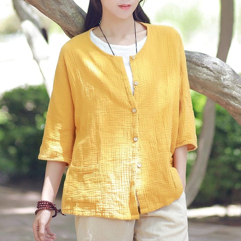 Zen Cotton Button Up Blouse | Zen Buddha Trends