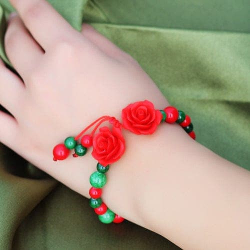 2 Roses Handmade Beaded Bracelet dylinoshop